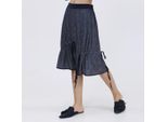 Trapezrock aus Samt mit Liberty-Druck und Schrägband aus Satin