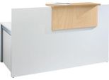 Empfangstheke Come-In, 1 Ablage, gerade, Breite 1600 mm, weiß/Ahorn-Dekor