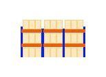 Schulte Palettenregal, Grundregal, B 8444 x T 1100 x H 3000 mm, 3 Ebenen, Palettengewicht bis 500 kg, Feldlast 5395 kg, blau/orange