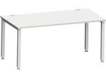 Schreibtisch MODENA FLEX, Rechteck, 4-Fuß Quadratrohr, B 1600 x T 800 x H 720-820 mm, lichtgrau/weißaluminium