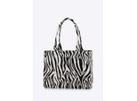 Wittchen Dames jacquard shopper met kwastje, wit en zwart