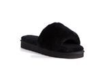 Aus Wooli Australia Womens Schapenvacht Fluff Slippers Zwart