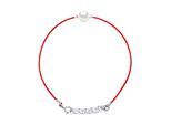 DIADEMA - Armband - Rotes Nylon - Süßwasserperle - Weiß