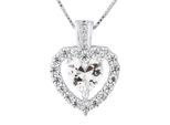 Pendentif Solitaire COEUR Oxydes de zirconium Joaillerie Argent 925 Livré avec Chaîne Offerte