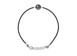 Bracelet LOVE LINK Perle de Tahiti Ronde 8-9 mm Lien Nylon Noir Argent 925