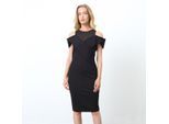 Tailliertes Kleid mit Bardot-Ausschnitt aus Jersey und Mesh