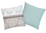 Kissenbezüge OTTO HOME "Cremona", grau (grau, mint), B:40cm L:40cm, Linon, Obermaterial: 100% Baumwolle, Kissenbezüge, Kissenbezüge, floraler Kissenbezug, geeignet für Kinder, OEKO-TEX zertifiziert