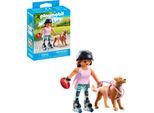 Konstruktions-Spielset PLAYMOBIL "Inlinerin mit Retriever (71739), Playmobil My Life", bunt, Spielbausteine, Kinder, Kunststoff, Konstruktions-Spielset