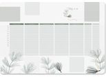 Sigel Schreibunterlage Weekly Planner Nature, Format ca. A2, 30 Blatt, Kalendarium für DE/EN/FR/NL, FSC®-Haftpapier, olivgrün-weiß