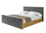 POLSTERBETT mit Bettkasten, Fußteil und Lattenrost, Boxbett mit Matratze H3/H4 - ENZO8-Z 180x200 Dunkelgrau