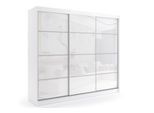 KLEIDERSCHRANK mit Lacobel-Schiebetüren und Aluminium-Leisten - VIVI - 180 cm Weiß