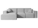 ECKSOFA Ottomane Links SERRA-L - 266x169x80 cm Hellgrau Bouclé