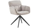 Hom`in Armlehnstuhl, Schwarz, Beige, Metall, Textil, Drehkreuz, 62x86x65 cm, Sitzfläche 360° drehbar, inklusive Armlehnen, Esszimmer, Stühle, Esszimmerstühle, Armlehnenstühle