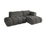 ECKSOFA Ottomane Rechts CLOUD-L 280x185x90 Dunkelgrau Velours