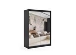 KLEIDERSCHRANK mit Spiegel-Schiebetüren und Aluminium-Leisten - DEBI - 120 cm Schwarz