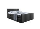 BOXSPRINGBETT EDITA-Z KING - 180x200 - H3/H4 - Schwarz Hochglanz