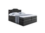 BOXSPRINGBETT VILA-1 KING - 200x200 - H3/H4 - Schwarz Hochglanz