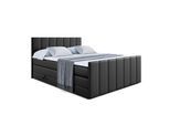 BOXSPRINGBETT MOETI-Z KING - 140x200 - H3/H4 - Schwarz Hochglanz