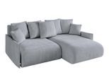 ECKSOFA Ottomane rechts ONESK-L -v1 216x177x72 Hellgrau Velours
