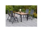 Gardenson , Graphitfarben, Naturfarben , Metall, Kunststoff , rechteckig , Stühle klappbar, Rückenlehne mehrfach verstellbar , Gartenmöbel, Gartenmöbel-Sets, Gartengarnituren