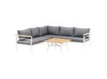 Gardenson , Weiß , Holz, Metall , Teakholz , Füllung: Schaumstoff , L-Form , 233x233 cm , Handmade in China , UV-beständig , Gartenmöbel, Loungemöbel, Loungegarnituren