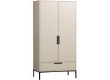 Mehrzweckschrank WOOOD "Adam massiv FSC Schublade Metallgriffe Kleidersystem", staub, B:100cm H:200cm T:53cm, FSC-zertifizierter Holzwerkstoff, Schränke, Mehrzweckschrank, Schublade integriert, Metallakzente