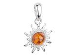 Kettenanhänger OSTSEE-SCHMUCK "- Sonne 14 mm - Silber 925/000 - Bernstein" Gr. 24, silber (silber 925, silberfarben, weiß), Schmuckanhänger, Damen, Silber 925 (Sterlingsilber), Kettenanhänger