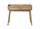 KONSOLE 2 Schubladen mit Rattanfronten und Holzbeinen Palmo 100/35/85,2 cm