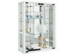 Mid.you , Weiß , Glas , Buche , Holzoptik , 2 Fächer , 60x80x25 cm , stehend, hängend , Kleinmöbel, Vitrinen, Hängevitrinen