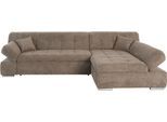 Ecksofa DOMO COLLECTION "MONA 297x173 cm, modern und komfortabel", braun (schlamm), B:297cm H:80cm T:173cm, Struktur fein 100% Polyester;Chenilleoptik 100% Polyester;SOFTLUX/Struktur fein 100% Polyester, Sofas, Ecksofa, whlw. mit Bettfunktion, L-Form