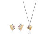 Orphelia 'Anet' Dames 925 Sterling Zilveren Set: Ketting-Pendant + Oorbellen - Zilver/Goud SET-7520/G