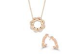 Orphelia 'Onyx' Dames 925 Sterling Zilveren Set: Ketting-Pendant + Oorbellen - Roze SET-7127/RG