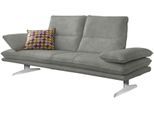 2-Sitzer W.SCHILLIG "broadway, Designsofa mit tollem Sitzkomfort, Breite 216cm", grau (grau s37), B:216cm H:94cm T:96cm, Stoff S37 (100% Polyester): Luxus-Microfaser in Lederoptik, Sofas, Sitztiefenverstellung, Kopfteil- & Seitenteilverstellung, Breite 216cm