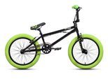 BMX-Rad CHILLIZ "XB.01" Gr. 25, schwarz, grün, schwarz, Fahrräder, Kinder, 25cm, 20 Zoll (50,80cm) hinten: 20 Zoll (50,80cm)