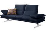 2-Sitzer W.SCHILLIG "broadway, Designsofa mit tollem Sitzkomfort, Breite 216cm", blau (blau z59), B:216cm H:94cm T:96cm, Longlife Xtra-Leder Z59: Glattleder mit modischer Prägung. Hautstärke 0, 9 - 1, 1 mm, Sofas, 2-Sitzer, Sitztiefenverstellung, Kopfteil- & Seitenteilverstellung, Breite 216cm