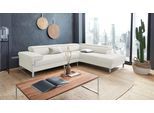 Ecksofa W.SCHILLIG "finn, toller Sitzkomfort, L-Form, hochwertige Verarbeitungsdetails", weiß (weiß z59), B:281cm H:71cm T:230cm, Flachgewebe S22 (100% Polyester);Stoff S37 (100% Polyester);Longlife Xtra-Leder Z59: Glattleder mit modischer Prägung. Hautstärke 0, 9 - 1, 1 mm, Sofas, Ecksofa, German Design Award 2016, Fußgestell Chrom glänzend, Breite 281 cm
