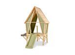Spielhaus EXIT "Yuki 350 m.Rutsche+Küche", braun (natur, grün), Spielhäuser, KinderB:256cm H:219cm T:148cm, Holz, Spielhaus, B:256cm H:219cm T:148cm