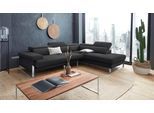 Ecksofa W.SCHILLIG "finn, toller Sitzkomfort, L-Form, hochwertige Verarbeitungsdetails", schwarz (schwarz z59), B:281cm H:71cm T:230cm, Flachgewebe S22 (100% Polyester);Stoff S37 (100% Polyester);Longlife Xtra-Leder Z59: Glattleder mit modischer Prägung. Hautstärke 0, 9 - 1, 1 mm, Sofas, Ecksofa, German Design Award 2016, Fußgestell Chrom glänzend, Breite 281 cm