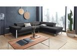 Ecksofa W.SCHILLIG "finn, toller Sitzkomfort, L-Form, hochwertige Verarbeitungsdetails", schwarz (schwarz z59), B:281cm H:71cm T:230cm, Flachgewebe S22 (100% Polyester);Stoff S37 (100% Polyester);Longlife Xtra-Leder Z59: Glattleder mit modischer Prägung. Hautstärke 0, 9 - 1, 1 mm, Sofas, Ecksofa, German Design Award 2016, Fußgestell Chrom glänzend, Breite 281 cm