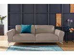2,5-Sitzer W.SCHILLIG "montanaa bequem, Federkernunterfederung, elegant & edel", braun (stone z59), B:232cm H:78cm T:94cm, Sofas, 2 5-Sitzer, mit Metallfüßen in Chrom glänzend, Breite 232 cm