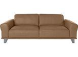 2,5-Sitzer W.SCHILLIG "montanaa bequem, Federkernunterfederung, elegant und edel", braun (fango z69), B:232cm H:78cm T:94cm, Sofas, 2 5-Sitzer, mit Metallkufen in Silber matt, Breite 232 cm