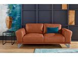 2-Sitzer W.SCHILLIG "montanaa edel und elegant, bequem, Federkernunterfederung", braun (cognac z69), B:192cm H:78cm T:94cm, Sofas, 2-Sitzer, mit Metallkufen in Silber matt, Breite 192 cm