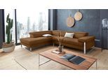 Ecksofa W.SCHILLIG "finn, toller Sitzkomfort, L-Form, hochwertige Verarbeitungsdetails", braun (chocolate s37), B:281cm H:71cm T:230cm, Flachgewebe S22 (100% Polyester);Stoff S37 (100% Polyester);Longlife Xtra-Leder Z59: Glattleder mit modischer Prägung. Hautstärke 0, 9 - 1, 1 mm, Sofas, Ecksofa, German Design Award 2016, Fußgestell Chrom glänzend, Breite 281 cm
