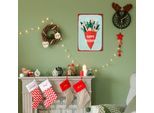 Metallbild QUEENCE "Happy Holidays", rot (farbe bild(er): rot, blau), B:20cm H:30cm, Metall, Stahl, Bilder, Metallbild, Stahlschilder