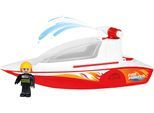 Spielzeug-Boot LENA "Boazz Feuerwehrboot", bunt, Spielzeugfahrzeuge, KinderB:15cm H:14cm T:36cm, Kunststoff, Spielzeug-Boot, inkl. Spielfigur; Made in Europe, B:15cm H:14cm T:36cm