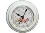 Wanduhr AMBIENTE HAUS "Rosen Wanduhr aus Metall 20cm", weiß, B:20cm H:20cm T:4cm, Wanduhren, Wanduhr