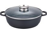 Servierpfanne GSW "Gourmet Granit", schwarz, H:9cm Ø:32cm, Pfannen, Servierpfanne, VITAFLON GRANIT Antihaft-Versiegelung, Glasdeckel, Induktion