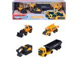 Spielzeug-LKW MAJORETTE "Volvo Geschenkset - Baustellenfahrzeuge 4er", schwarz (schwarz, gelb), Spielzeugfahrzeuge, Kinder, Kunststoff, Metall, Spielzeug-LKW, exklusiv nur in diesem Set erhältlich: Kipplaster