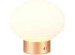 REALITY LEUCHTEN LED Tischleuchte "EARL", weiß (weiß messing), 1, Ø 15,5cm H: 14,5cm, 1 Stk., Leuchten, kabellose Akku Tischlampe, Glasschirm, USB-C Ladekabel, Touchdimmer, LED Tischleuchte