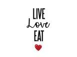 Wanddekoobjekt QUEENCE "LIVE LOVE EAT", rot, B:30cm H:45cm T:0,1cm, Stahl, Wanddekoobjekte, Wanddekoobjekt, Stahlschild, Blechschild, Spruch, Witzig, Wanddeko, retro, 20x30cm